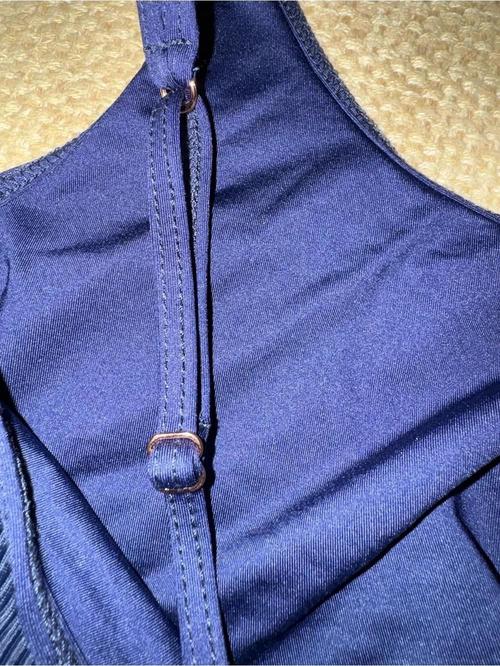 Frankie’s Bikinis Swimwear Navy Blue Greer Set, Top: L, Bottoms:‎ S